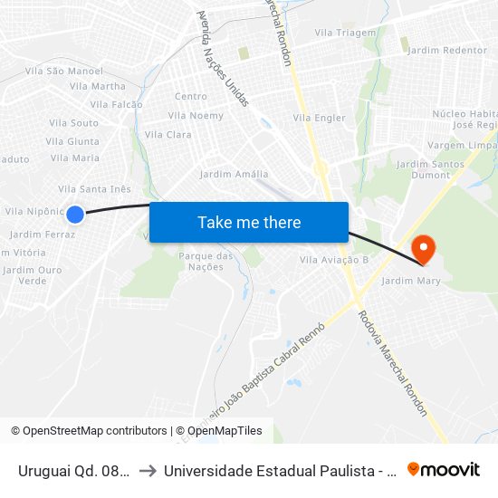 Uruguai Qd. 08 Par to Universidade Estadual Paulista - Unesp map