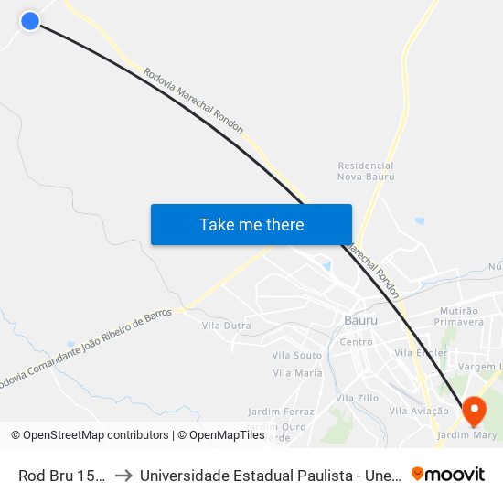 Rod Bru 15 H to Universidade Estadual Paulista - Unesp map