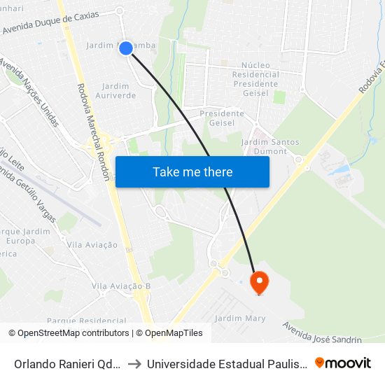 Orlando Ranieri Qd-07 Par to Universidade Estadual Paulista - Unesp map