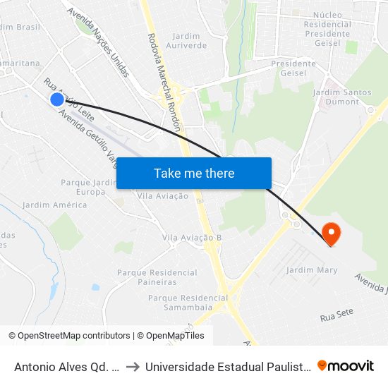 Antonio Alves Qd. 34 Par to Universidade Estadual Paulista - Unesp map
