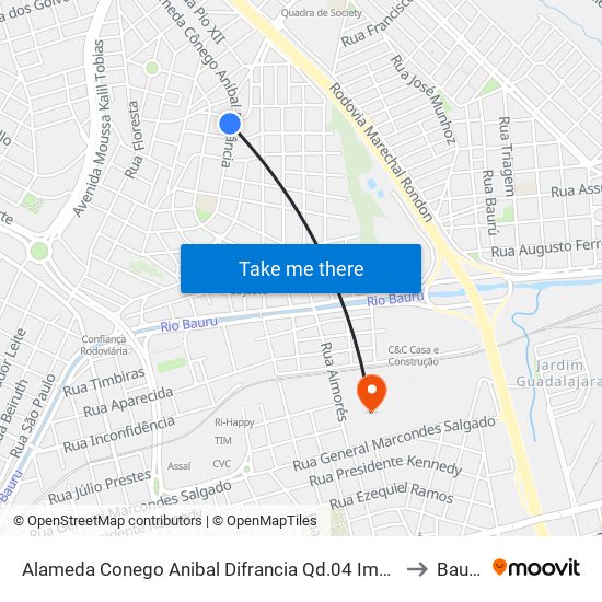 Alameda Conego Anibal Difrancia Qd.04 Impar to Bauru map