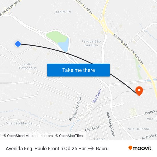 Avenida Eng. Paulo Frontin Qd 25 Par to Bauru map