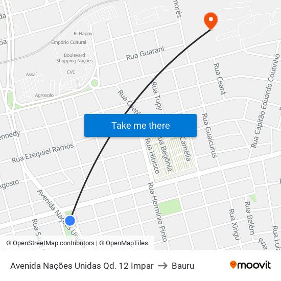 Avenida Nações Unidas  Qd. 12 Impar to Bauru map