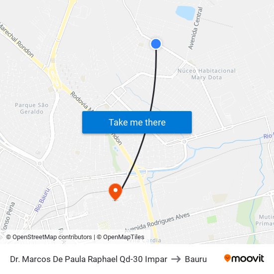 Dr. Marcos De Paula Raphael Qd-30 Impar to Bauru map