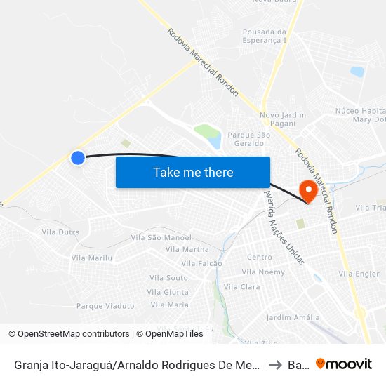 Granja Ito-Jaraguá/Arnaldo Rodrigues De Menezes Qd. 20 Impar to Bauru map