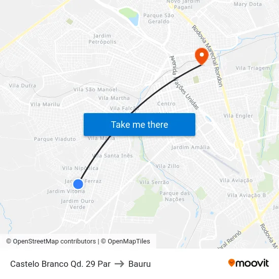 Castelo Branco Qd. 29 Par to Bauru map
