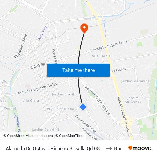 Alameda Dr. Octávio Pinheiro Brisolla Qd.08 Par to Bauru map