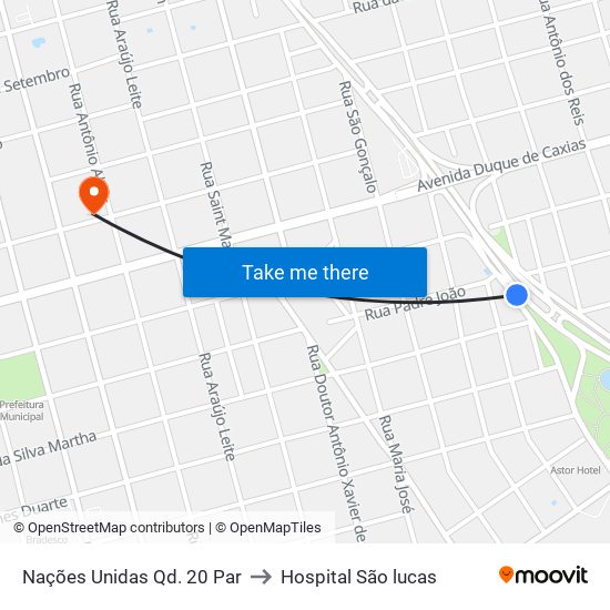 Nações Unidas Qd. 20 Par to Hospital São lucas map