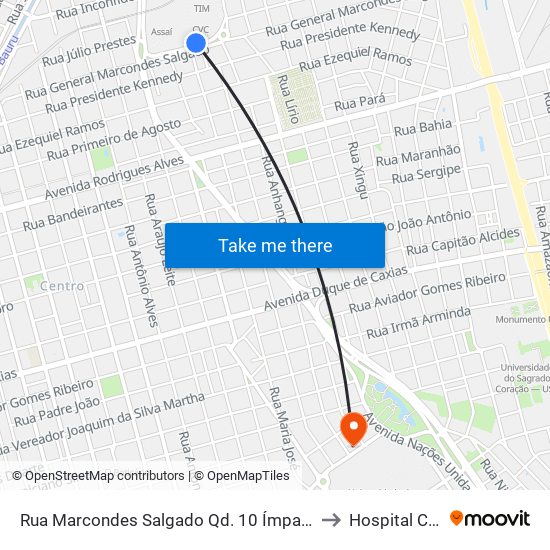 Rua Marcondes Salgado Qd. 10 Ímpar Boulevard Shopping to Hospital Centrinho map