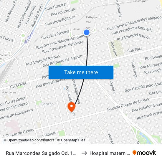 Rua Marcondes Salgado Qd. 10 Ímpar Boulevard Shopping to Hospital maternidade São Lucas map