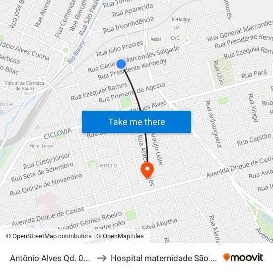 Antônio Alves Qd. 07 Par to Hospital maternidade São Lucas map