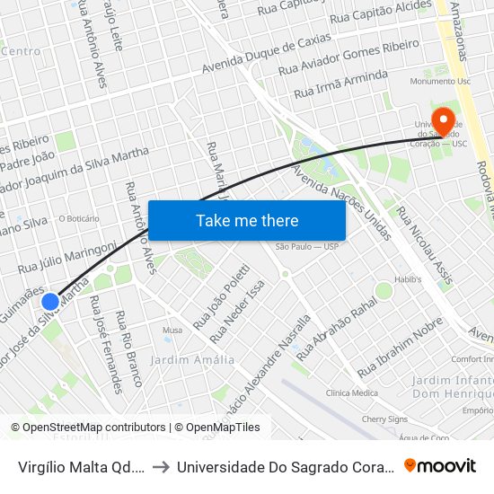 Virgílio Malta Qd.21 Par to Universidade Do Sagrado Coração — Usc map