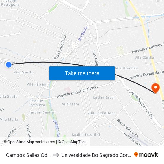 Campos Salles Qd. 13 Par to Universidade Do Sagrado Coração — Usc map