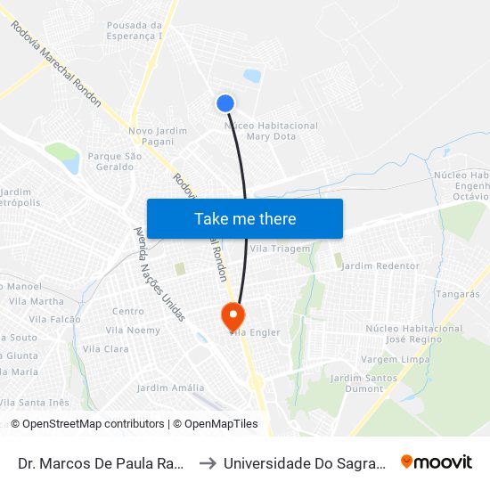 Dr. Marcos De Paula Raphael Qd-30 Impar to Universidade Do Sagrado Coração — Usc map