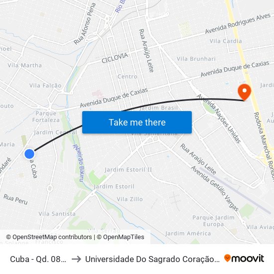 Cuba - Qd. 08 Par to Universidade Do Sagrado Coração — Usc map