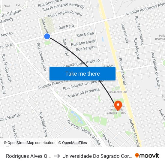 Rodrigues Alves Qd-18 Par to Universidade Do Sagrado Coração — Usc map