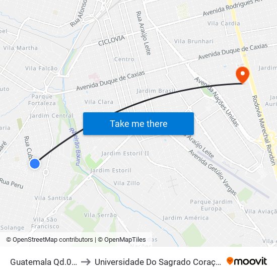 Guatemala Qd.07 Par to Universidade Do Sagrado Coração — Usc map