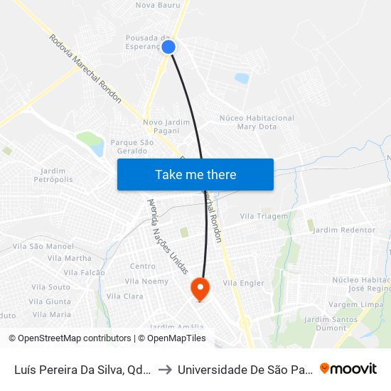 Luís Pereira Da Silva, Qd. 05 Impar to Universidade De São Paulo — Usp map