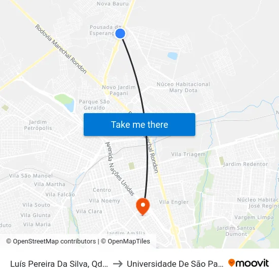 Luís Pereira Da Silva, Qd. 05 Impar to Universidade De São Paulo — Usp map
