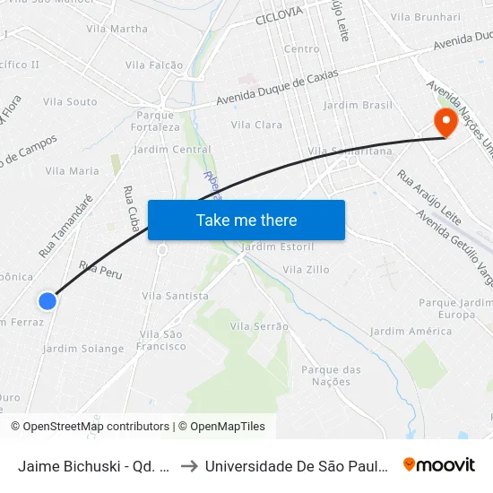Jaime Bichuski - Qd. 03 Par to Universidade De São Paulo — Usp map