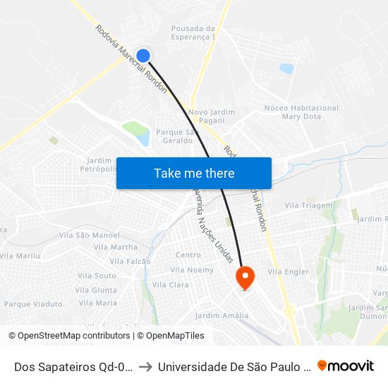 Dos Sapateiros Qd-02 Par to Universidade De São Paulo — Usp map