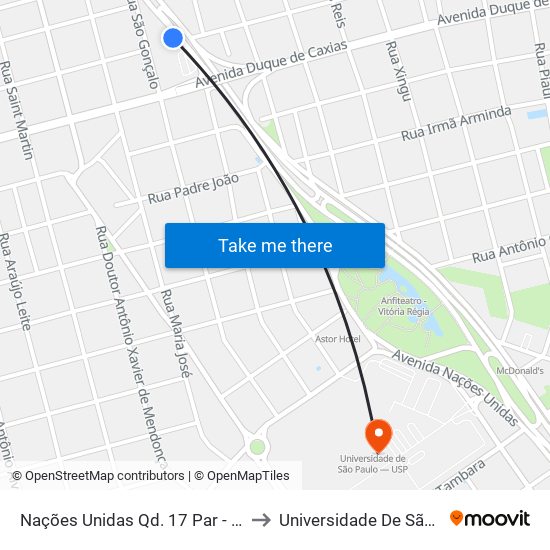 Nações Unidas Qd. 17 Par - Confiança Nações to Universidade De São Paulo — Usp map