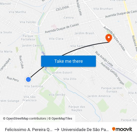 Felicíssimo A. Pereira Qd. 18 Par to Universidade De São Paulo — Usp map