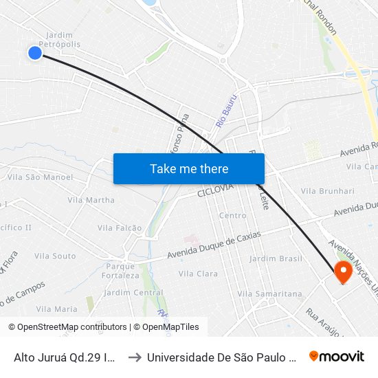 Alto Juruá Qd.29 Impar to Universidade De São Paulo — Usp map