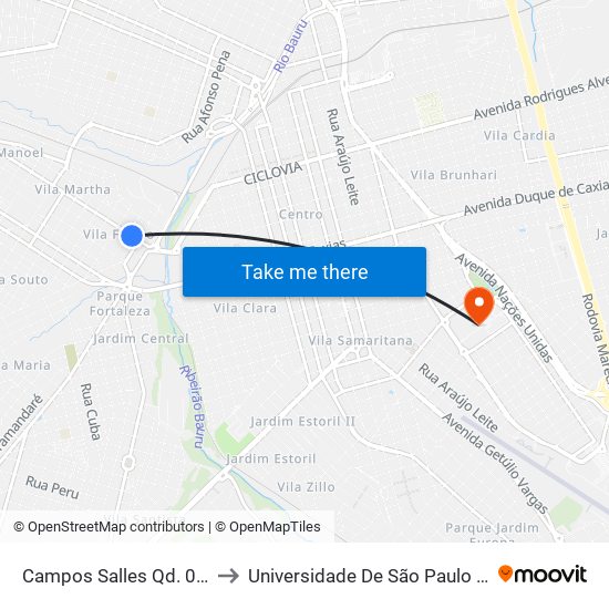 Campos Salles Qd. 02 Par to Universidade De São Paulo — Usp map