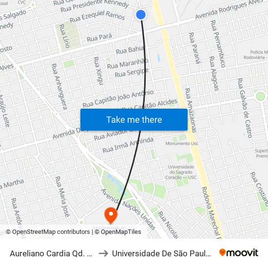 Aureliano Cardia Qd. 03 Par to Universidade De São Paulo — Usp map