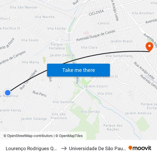 Lourenço Rodrigues Qd. 06 Par to Universidade De São Paulo — Usp map