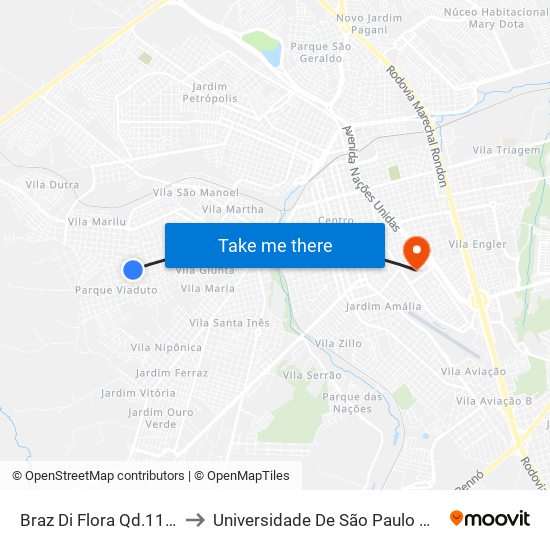 Braz Di Flora Qd.11 Par to Universidade De São Paulo — Usp map