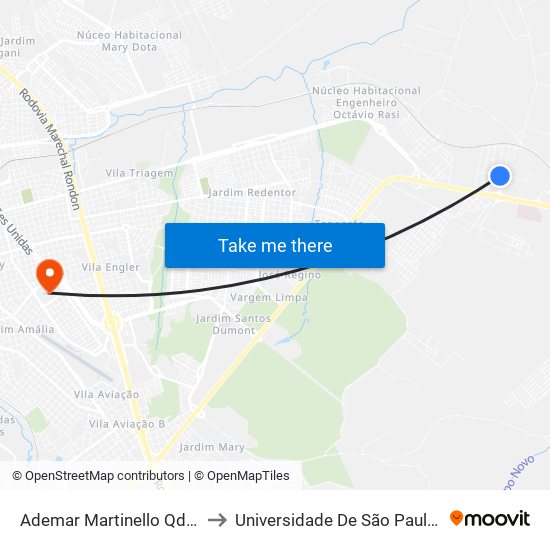 Ademar Martinello Qd.04 Par to Universidade De São Paulo — Usp map