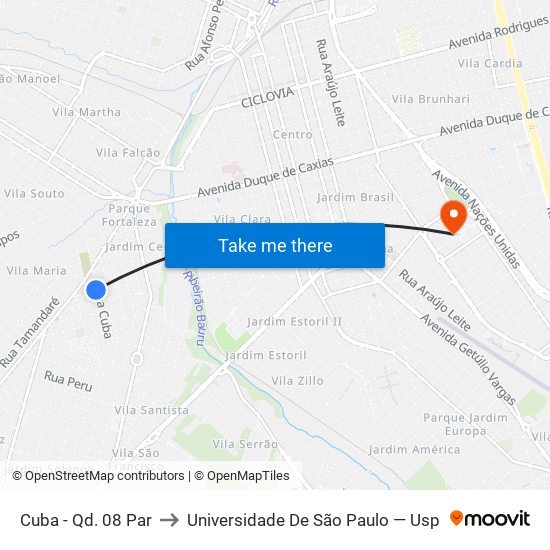 Cuba - Qd. 08 Par to Universidade De São Paulo — Usp map