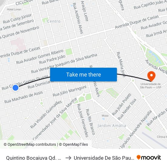 Quintino Bocaiuva Qd. 11 Impar to Universidade De São Paulo — Usp map