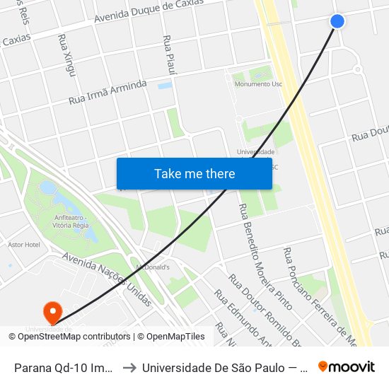 Parana Qd-10 Impar to Universidade De São Paulo — Usp map