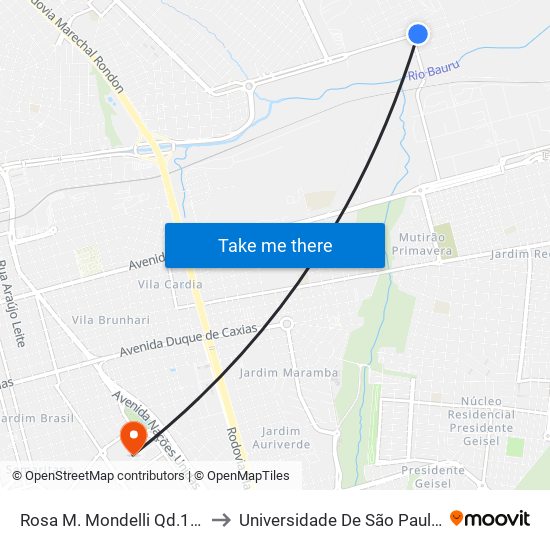 Rosa M. Mondelli Qd.14 Impar to Universidade De São Paulo — Usp map