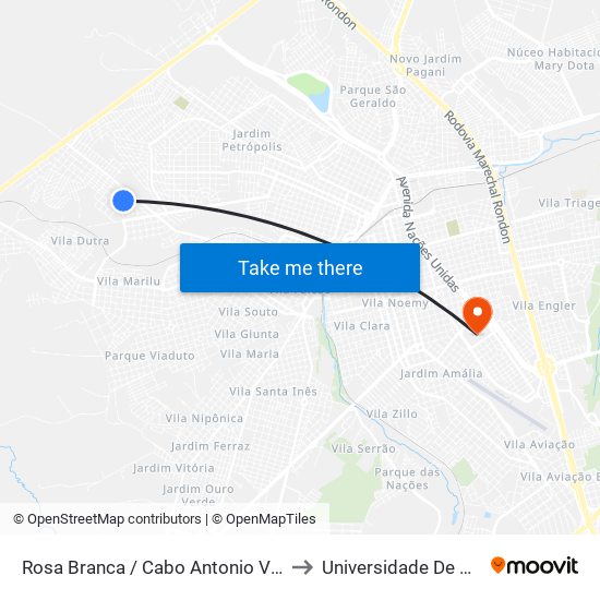 Rosa Branca / Cabo Antonio Venancio De Araujo Qd-02 to Universidade De São Paulo — Usp map