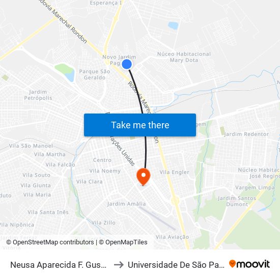 Neusa Aparecida F. Gusson Qd. 04 to Universidade De São Paulo — Usp map