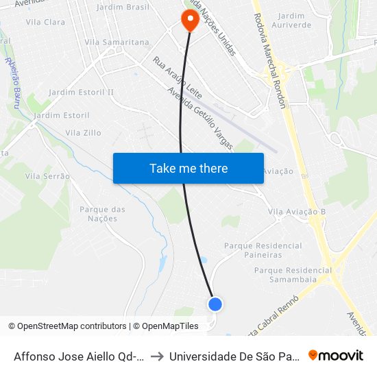 Affonso Jose Aiello Qd-12 Impar to Universidade De São Paulo — Usp map