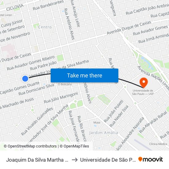 Joaquim Da Silva Martha Qd-09 Impar to Universidade De São Paulo — Usp map