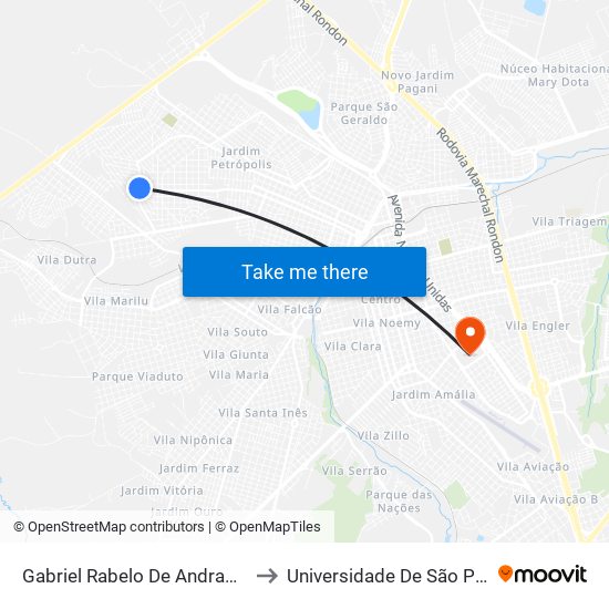 Gabriel Rabelo De Andrade Qd 06 Par to Universidade De São Paulo — Usp map