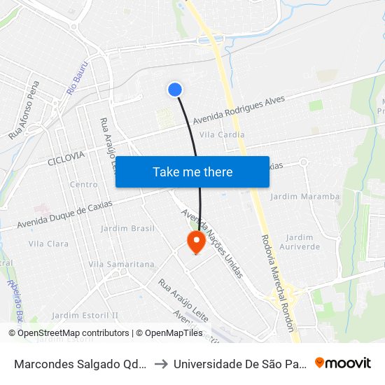 Marcondes Salgado Qd.16 Impar to Universidade De São Paulo — Usp map