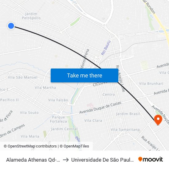 Alameda Athenas Qd-06 Par to Universidade De São Paulo — Usp map