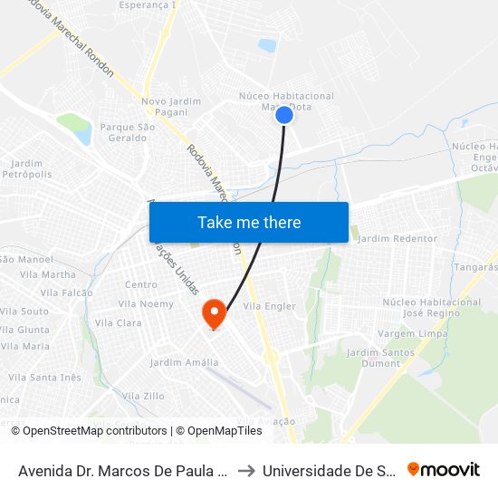 Avenida Dr. Marcos De Paula Raphael - Qd. 10 Impar to Universidade De São Paulo — Usp map