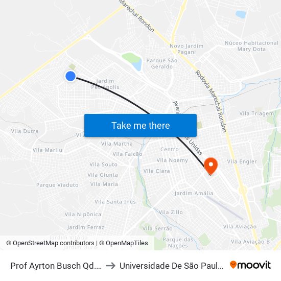 Prof Ayrton Busch Qd.08 Par to Universidade De São Paulo — Usp map