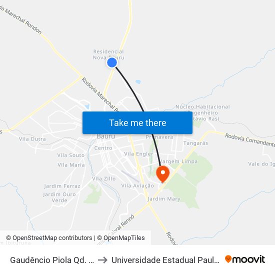 Gaudêncio Piola Qd. 11  Impar to Universidade Estadual Paulista - Unesp map