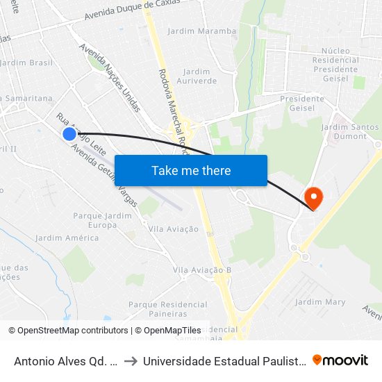 Antonio Alves Qd. 34 Par to Universidade Estadual Paulista - Unesp map