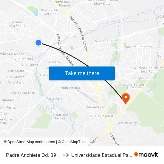 Padre Anchieta Qd. 09 Par - Tv Tem to Universidade Estadual Paulista - Unesp map