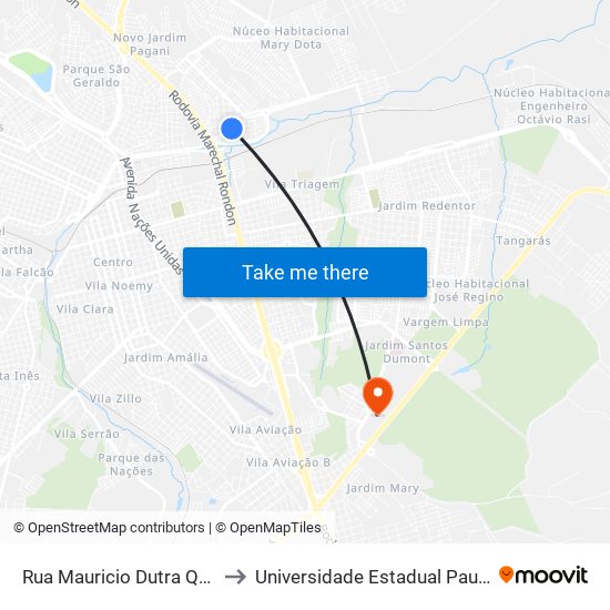 Rua Mauricio Dutra Qd 04 Impar to Universidade Estadual Paulista - Unesp map
